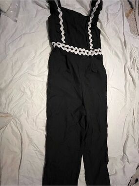 SHEIN Black Jumpsuit with White Trim